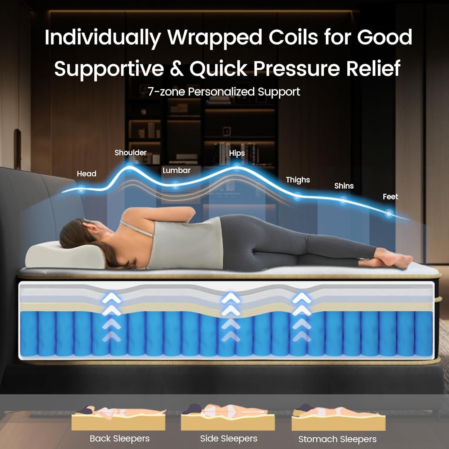 LETMOON King Size Mattress New Version, 12 Inch Gel Memory Foam Hybrid Mattress King Bed in a Box, Pressure & Pain Relief, Individual Pocket Spring, Edge Support, Medium Firm, CertiPUR-US