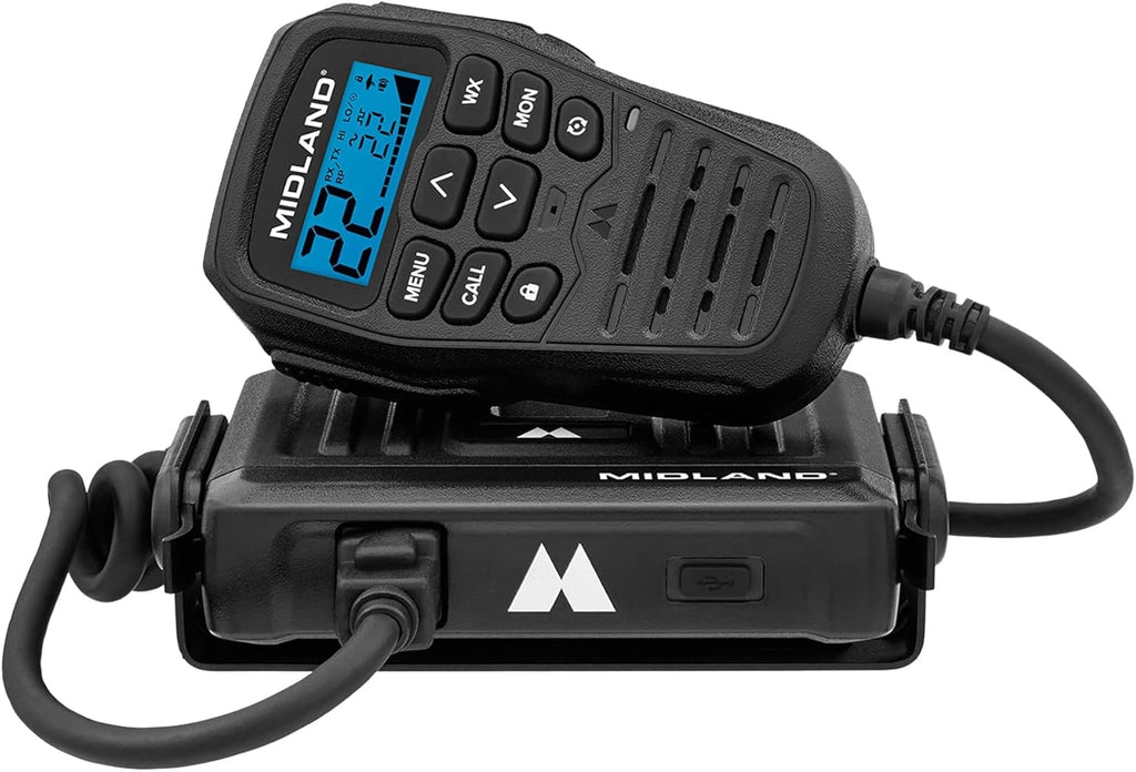 Midland - MXT275 MicroMobile GMRS Radio - 15 watts Two-Way Radio with Integrated Control Microphone - Overland Caravanning Tractors - Detachable External Magnetic Mount Antenna - 8 Repeater Channels