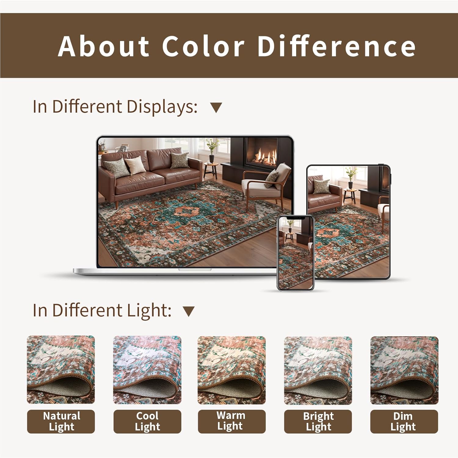 Ciicool 8X10 Area Rugs for Living Room,Washable Large Oriental Non-Slip Carpet for Bedroom Dining Room,Boho Thin Throw Rug for Kitchen