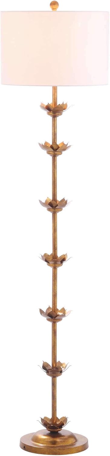 Safavieh FLL4003A Lighting Collection Landen Leaf 63.5" Antique Gold Floor Lamp, Metal