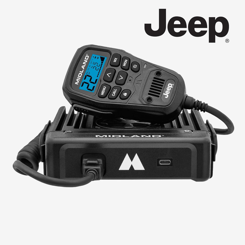 Midland MXT575J Jeep MicroMobile GMRS Two Way Radio with NOAA Weather Scan and Alert - for Farms, Ranches, Overlanding - Repeater Capable, Integrated Control Mic,- External Magnetic Mount