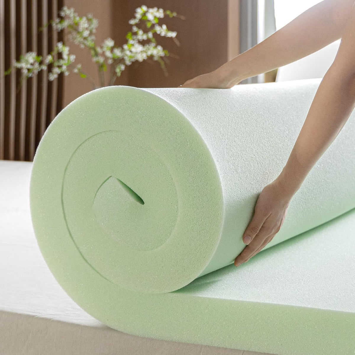 ZINUS 3 Inch Green Tea Memory Foam Mattress Topper, Pressure-Relieving Layer, Ideal for Back Pain Relief, Compact WONDERBOX Packaging, CertiPUR-US Certified, King