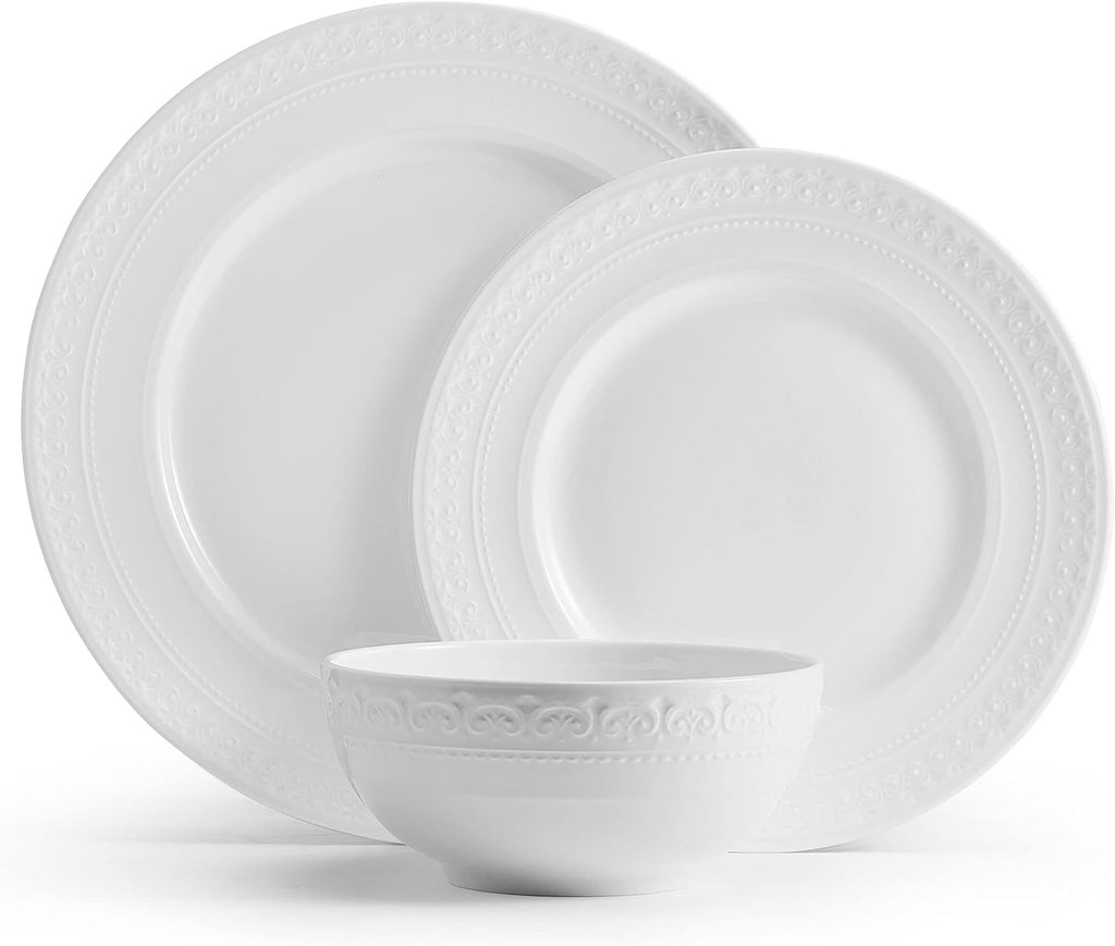 Mikasa Crown White Chip Resistant 18 Piece Dinnerware Set, Service for 6