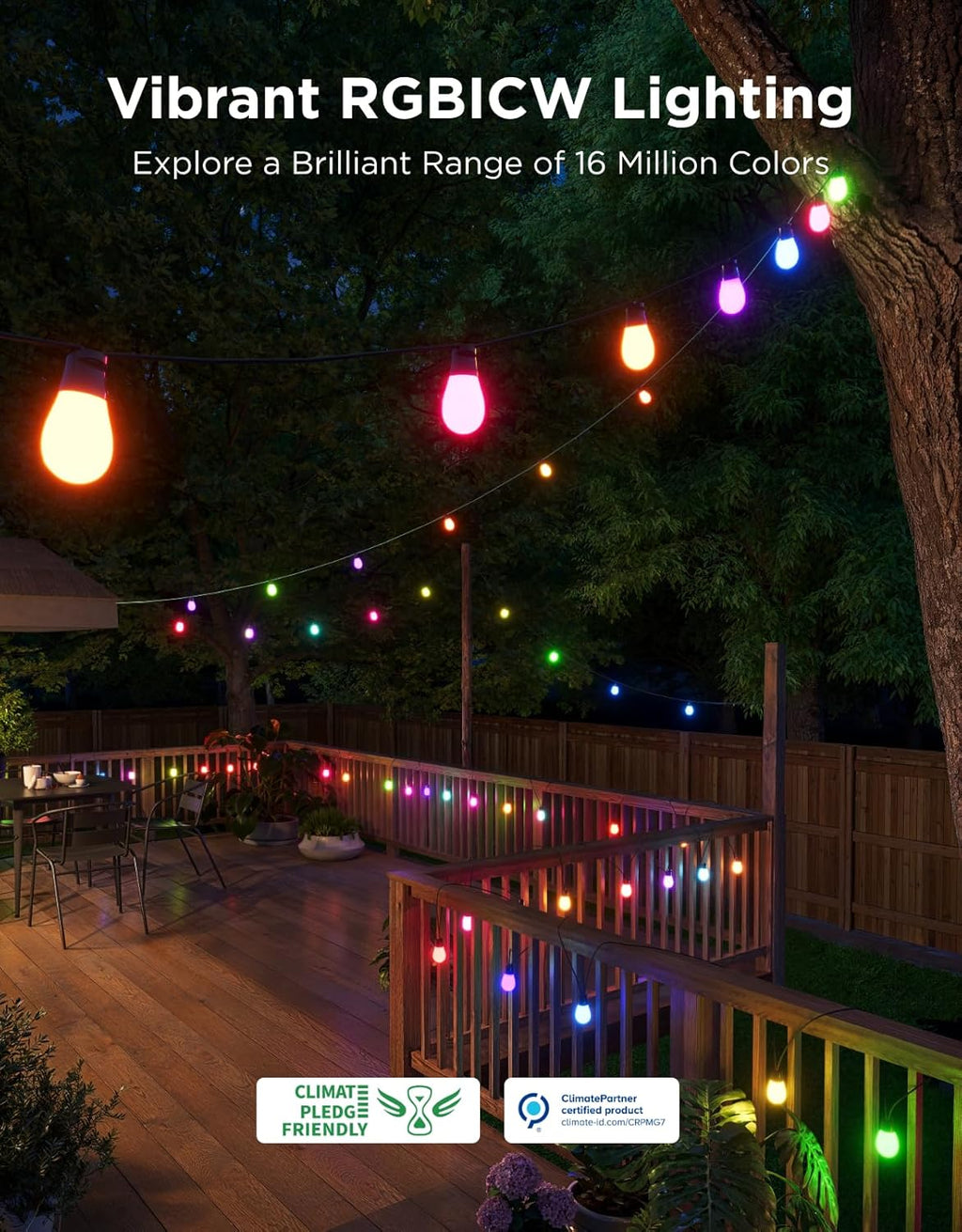 Govee S14 Bulb Outdoor String Lights 2, 144ft Smart RGBIC Warm White Lights with 45 LED Bulbs(3 Ropes of 48ft), 111 Scene Modes for Patio Decor, IP66 Compatible with Alexa, Google, Matter, APP Control