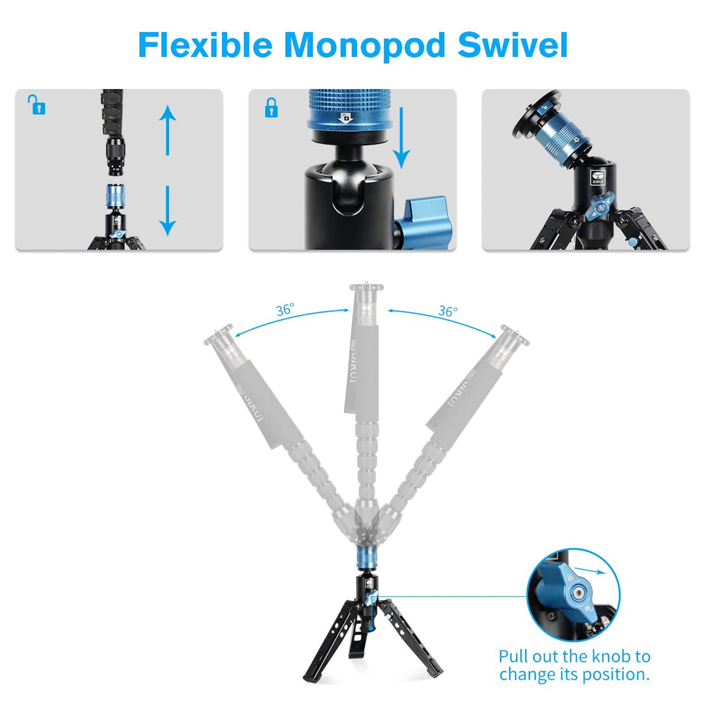 SIRUI P-36 Kit, Aluminum Tripod Base and Adapter, SIRUI Monopod Support with Quick Release, Foldable Feet, Vertical Notch (Tripod Base and Adapter only)