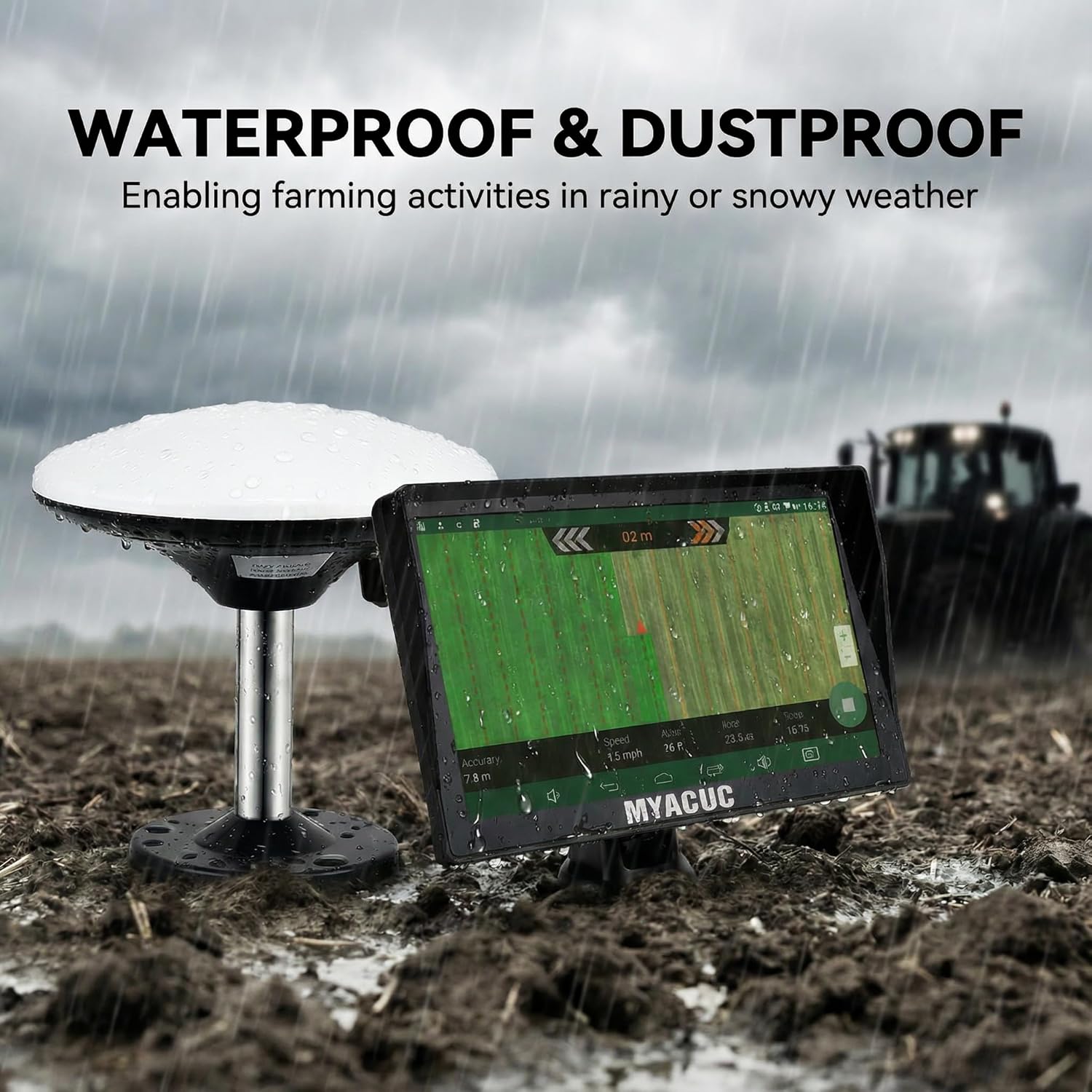 Tractor GPS Navigator for Precision Farming, GNSS Agricultural Farming Navigator with 9" Touch Screen Suitable for Spraying Plowing and Sowing Farmland Activities Automatic Positioning