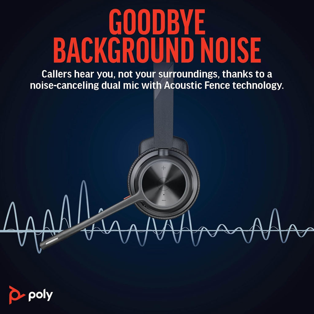 Poly Voyager 4310 UC Wireless Headset & Charge Stand (Plantronics) - Single-Ear Bluetooth Headset w/Noise-Canceling Boom Mic - Connect to PC/Mac/Mobile - Works w/Teams, Zoom, & More - Amazon Exclusive