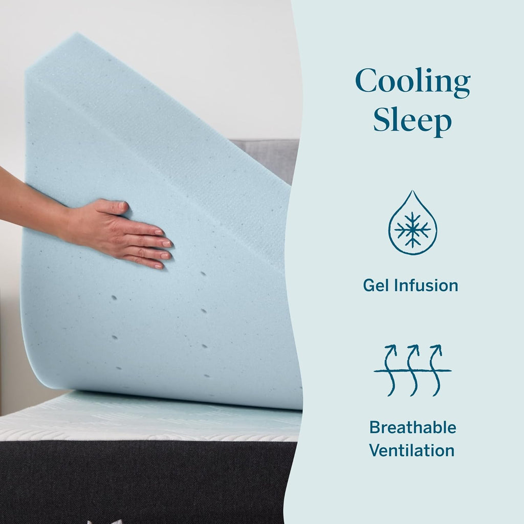 Lucid 4 Inch Memory Foam Mattress Topper, Queen Size – Cooling Gel Bed Topper – Preassure-Relieving Ultra Plush Feel – Ventilated Breathable Design – CertiPur Certified - Dorm Room Essentials