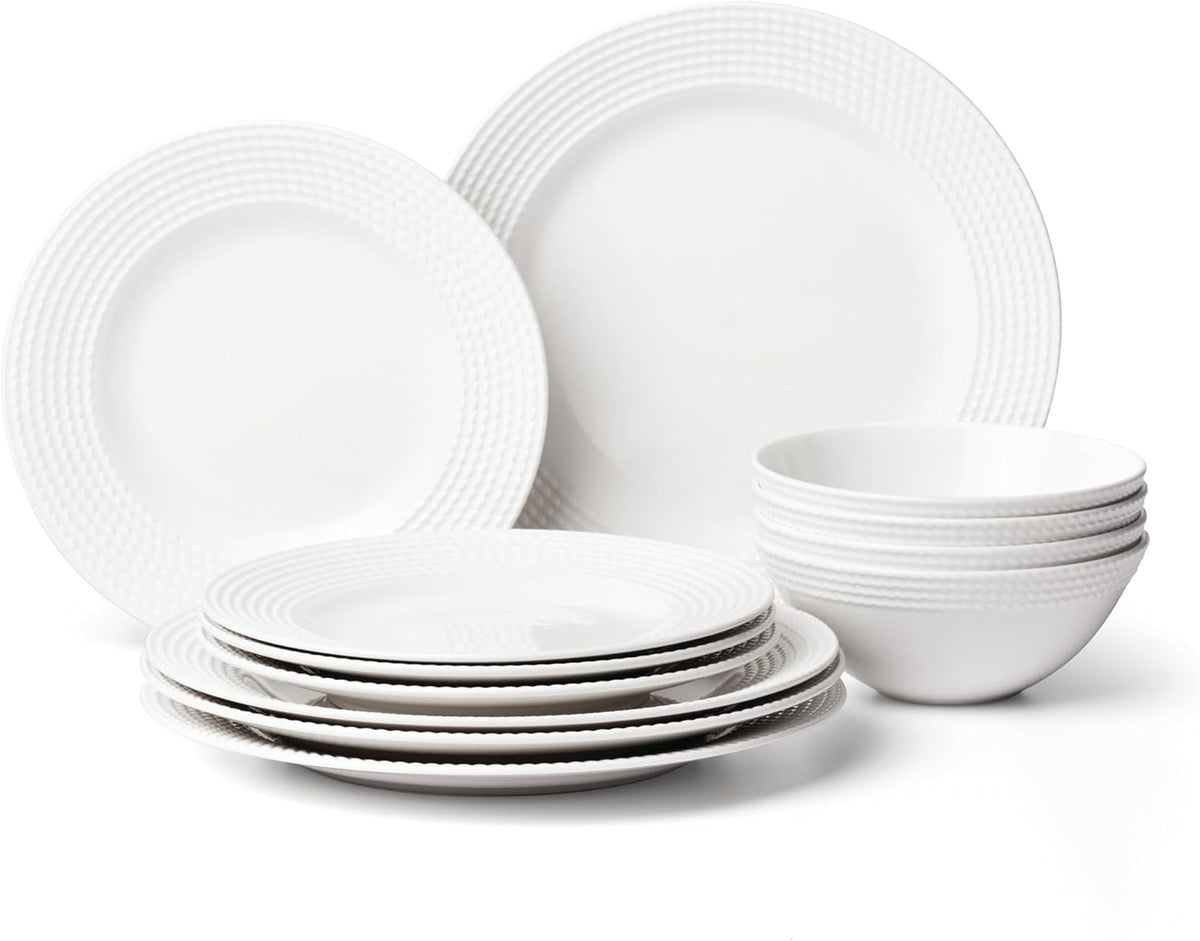 kate spade new york Wickford 14-Piece Dinnerware Set, 14 Count, White