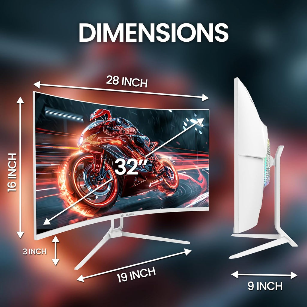 CRUA 32" Curved Gaming Monitor, 4K UHD 3840x2160, 240Hz VA Display, 1500R, AMD FreeSync, 120% sRGB, Built-in Speakers, HDMI 2.1 & DP 1.4, Wall Mountable White PC Monitor for Gaming, Streaming & Work