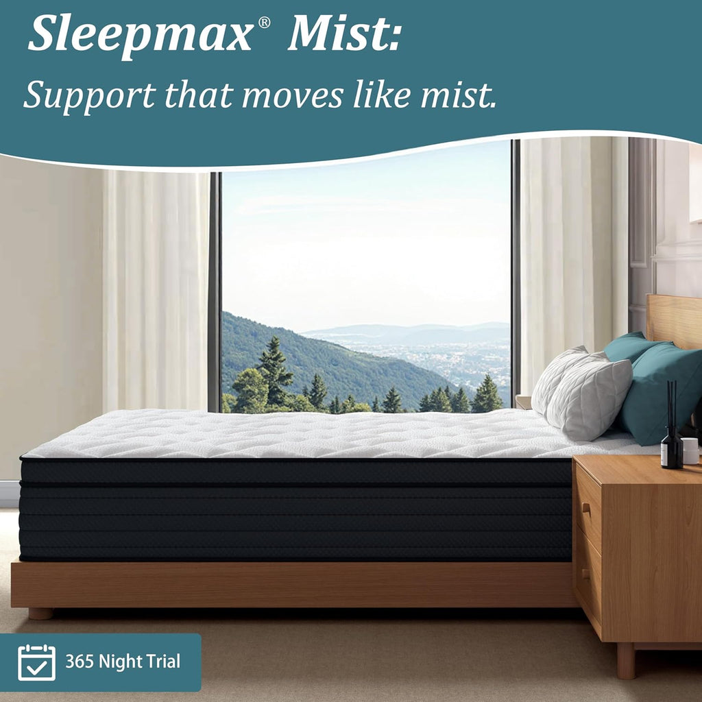 Sleepmax King Size Mattress 14 Inch - Deep Sleep Hybrid Mattress for Pain Relieving - Deluxe Cooling Bed in a Box for Back & Side Sleepers - CertiPUR-US Certified, 365-Night Trial, Forever Warranty
