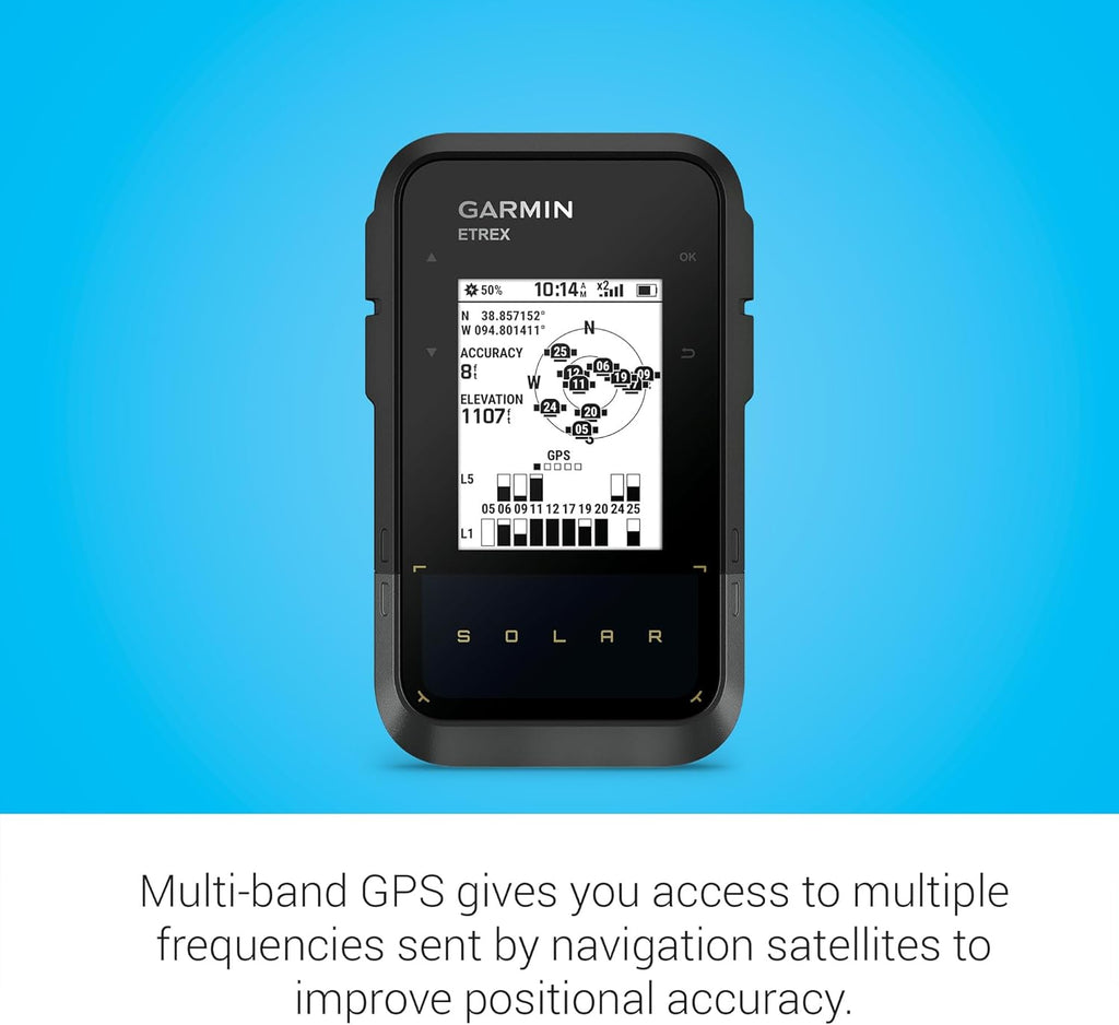 Garmin eTrex® Solar, GPS Handheld Navigator, Unlimited Battery Life, Water Resistant