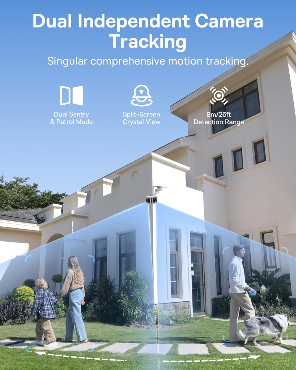 Baseus X1 Pro Dual-Tracking Solar Security Camera Outdoor Wireless, Dual 3K AI Cameras, 300° Pan, Color Night Vision, 8× Zoom, Local Storage up to 512GB, IP65, No Subscription