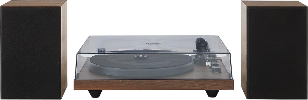 Crosley C62 Bluetooth Vinyl Record Player 120W Speakers, 2-Speed Belt-Drive Turntable, Anti-Skate, Walnut