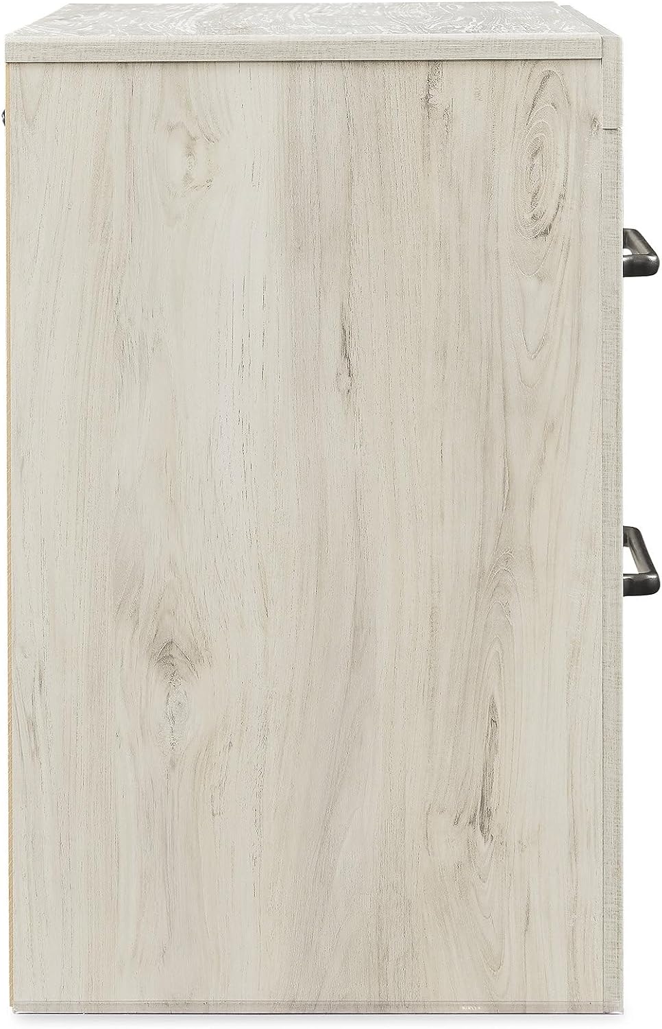 Signature Design by Ashley Cambeck Farmhouse Industrial 2 Drawer Two Drawer Nightstand with 2 Slim-Profile USB Charging Stations, 24.37" Tall, Whitewash