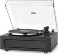 Record Player All-in-One Classic Turntable for Vinyls Records Built-in 4 Stereo Speakers High Fidelity Audio AT-3600L Phono Belt Drive Vinyl Players BT Wireless Pariing Aux-in RCA Auto Stop Pure Black