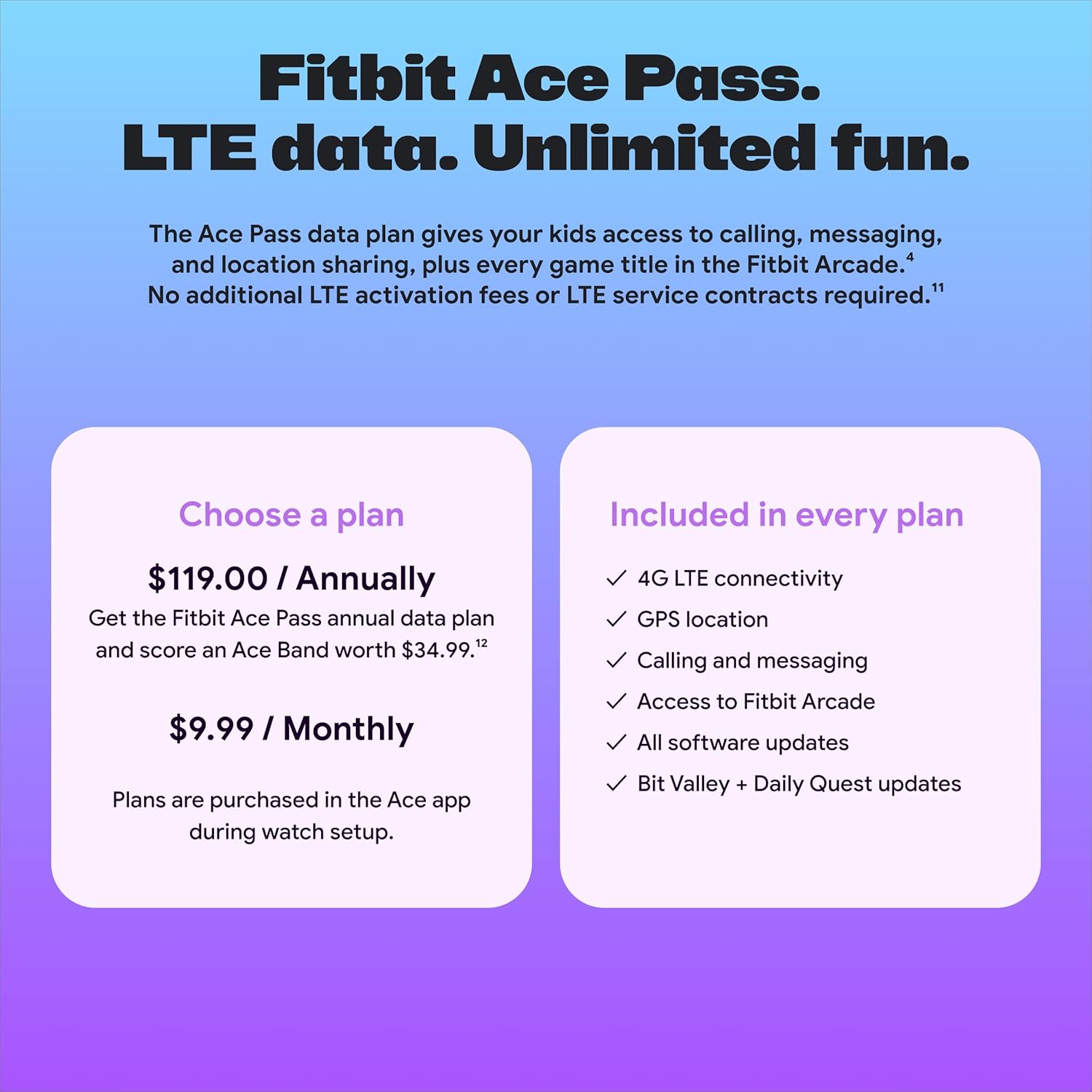 Fitbit Google Ace LTE - Kids Smartwatch with Call, Message, GPS, and Activity-Based Games, Ace Pass Data Plan Required - Mild - Strange Arcade