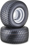 WANDA Lawn Mower Tractor Tire Wheel Assembly 18X9.5-8 4-Ply with 4 Lugs on 4" PCD Silver Wheel-13032,SET 2