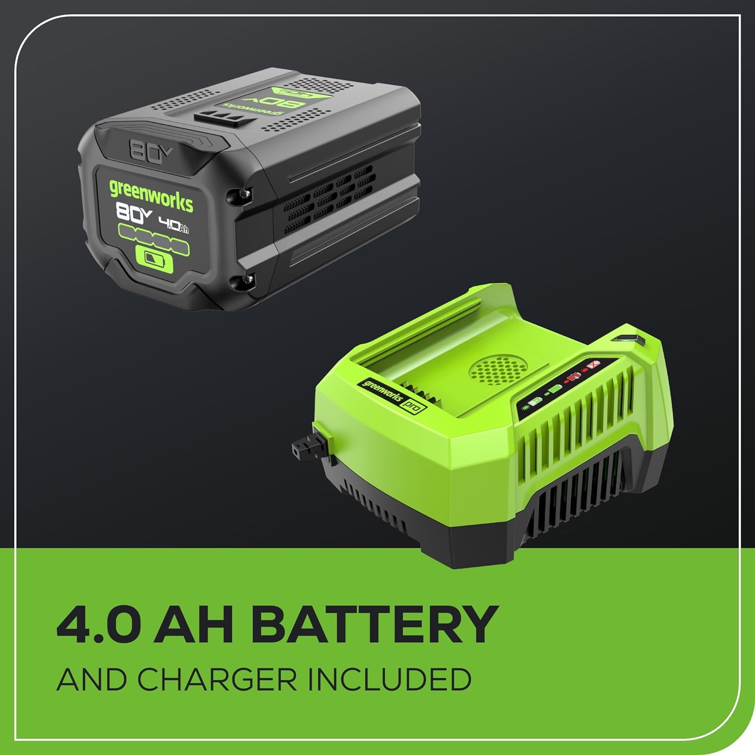 Greenworks 80V 21" Cordless Push Lawn Mower – Brushless Motor, LED Lights, 4.0Ah Battery & Rapid Charger (75+ Compatible Tools)
