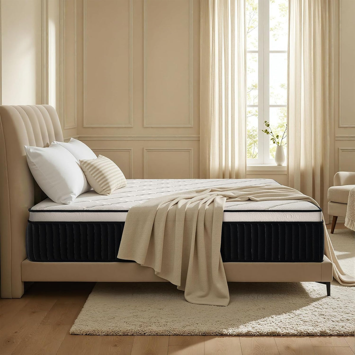 Queen Mattress, 10 Inch Ultra Comfort Hybrid Mattresses Queen Size, Foam with Independent Pocket Springs Mattress in a Box Pressure Relief & Supportive, Medium Firm