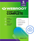 Webroot Internet Security Complete | Antivirus Software 2025 | 5 Device | 2 Year Download for PC/Mac/Chromebook/Android/IOS + Password Manager, Performance Optimizer
