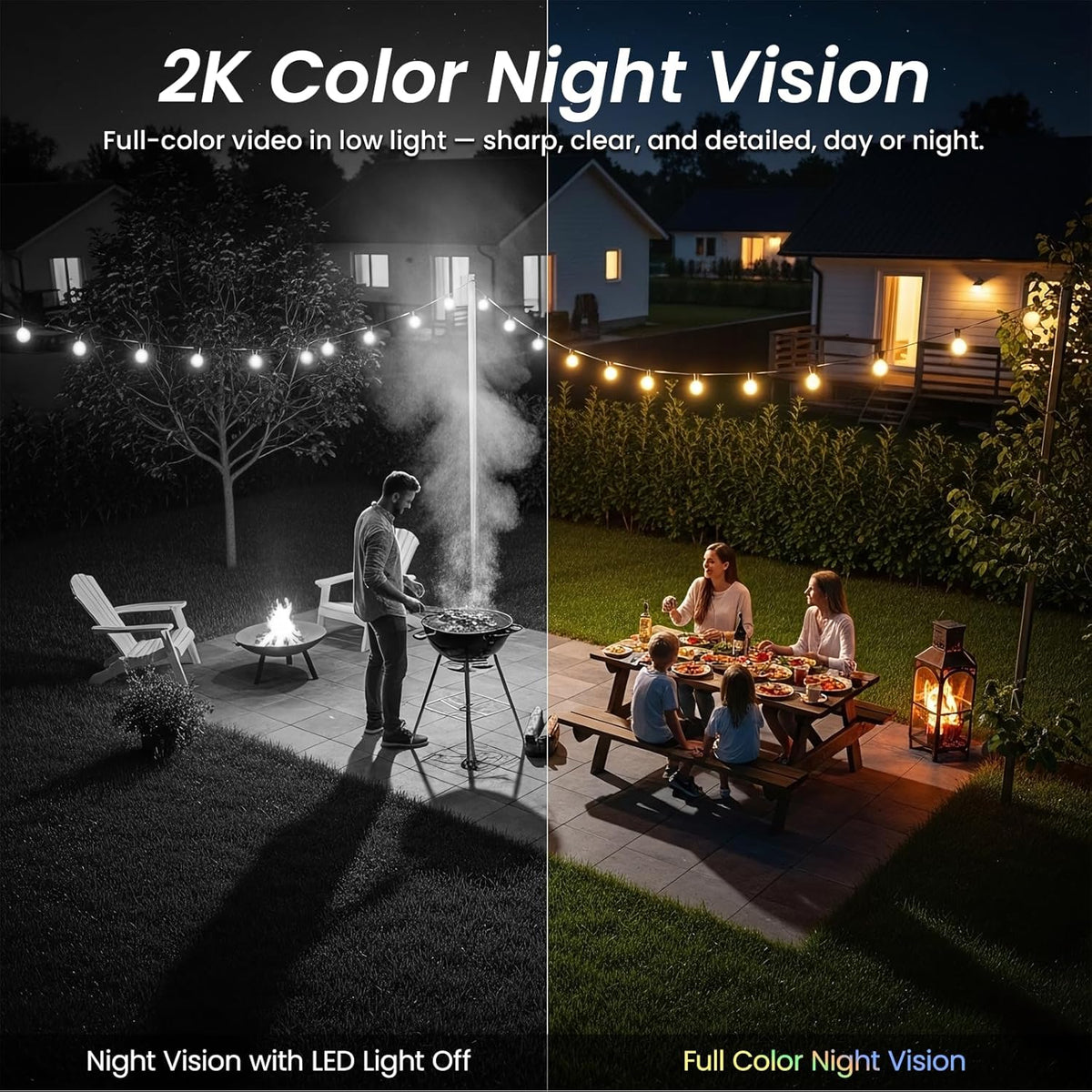 Cinnado Security Cameras Wireless Outdoor - Home Security Cameras Solar & Battery Powered with 2K Color Night Vision, 2-Way Talk & Spotlight, Continuous Power, 2.4 GHz Wi-Fi, Easy Set Up, S1 4 Pack