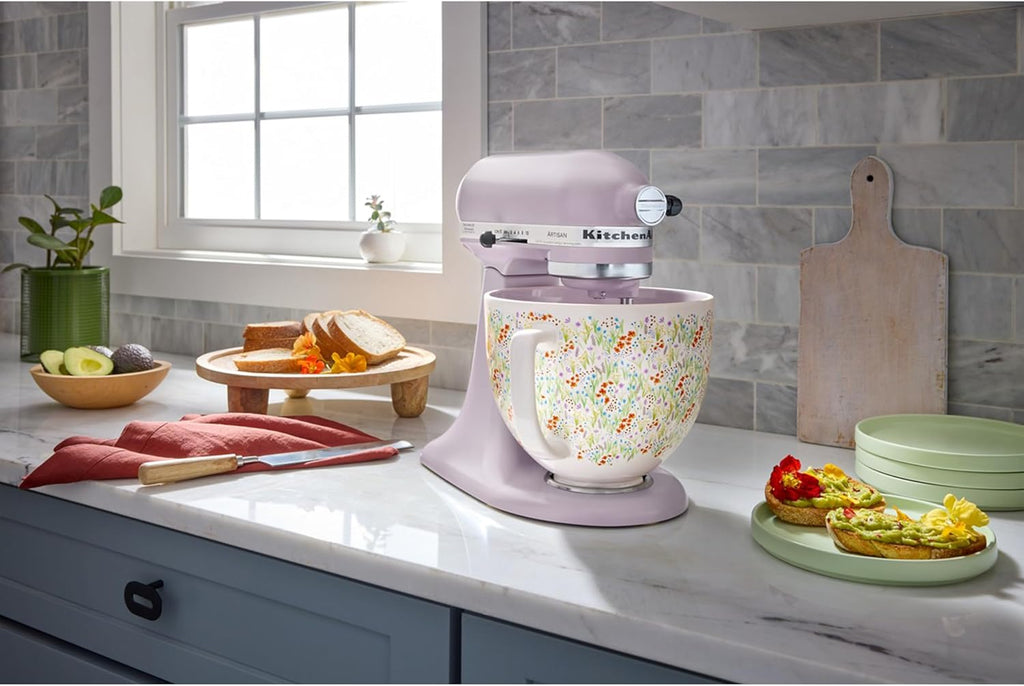 KitchenAid 5 Quart Ceramic Bowl, compatible 4.5 or 5Q Tilt-Head Stand Mixer, KSM2CB5WF, Wildflower