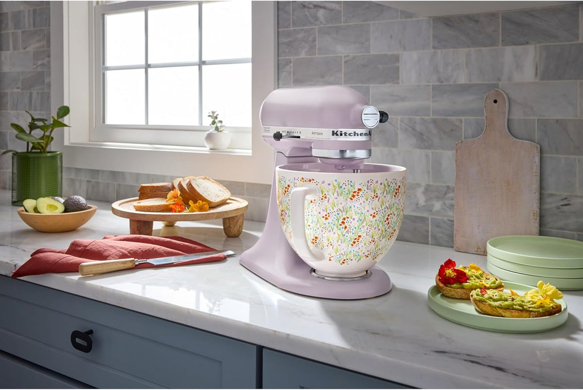 KitchenAid 5 Quart Ceramic Bowl, compatible 4.5 or 5Q Tilt-Head Stand Mixer, KSM2CB5WF, Wildflower