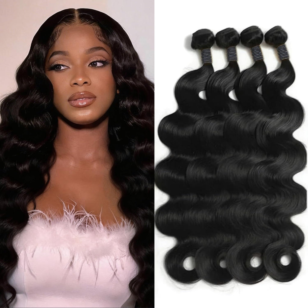 12A Human Hair Bundles 20 20 22 22 Inch 100% Unprocessed Virgin Brazilian 4 Body Wave Bundles Human Hair 400g Human Hair Bundles Hair Extensions Natural Color