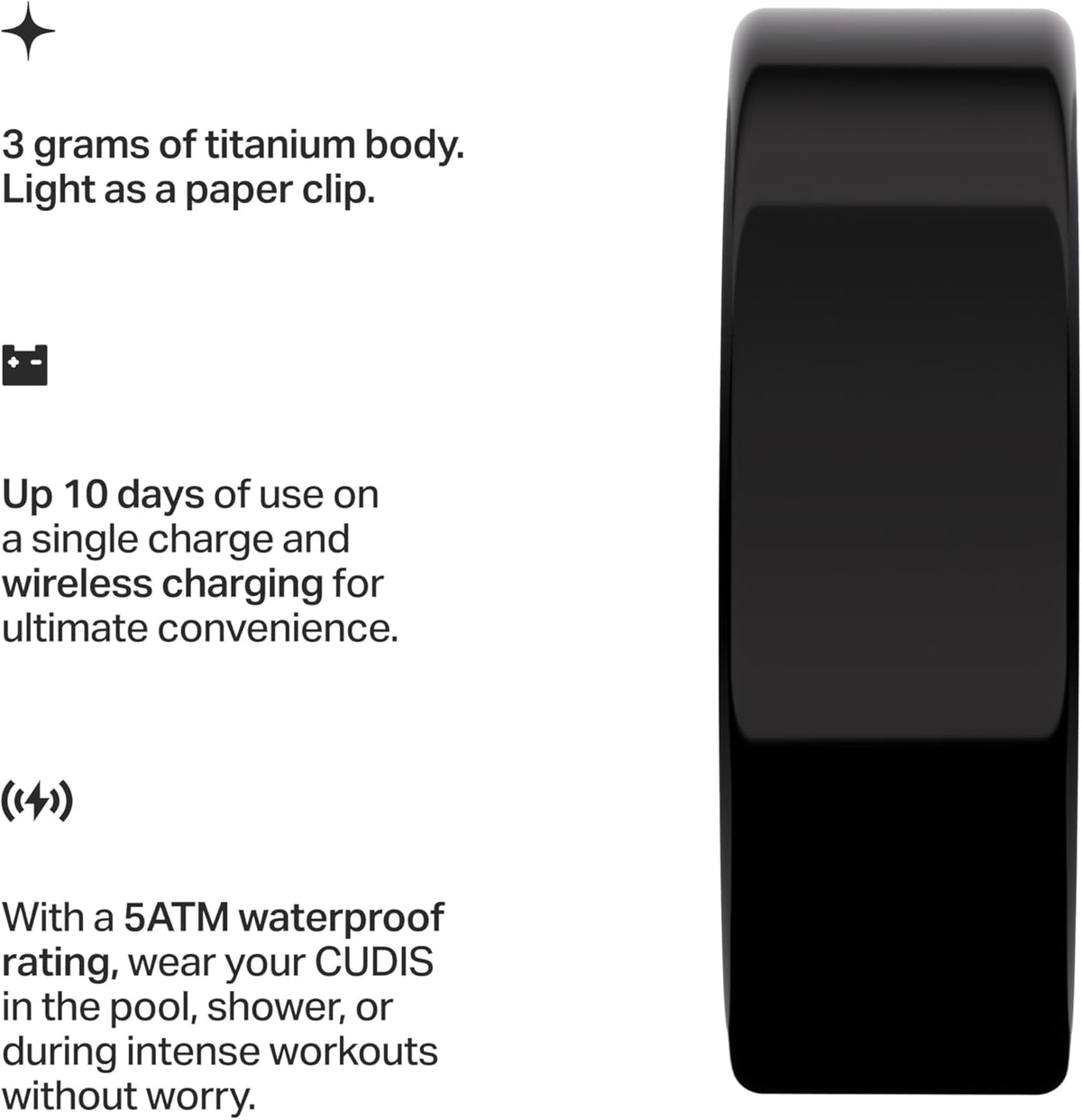 002 - AI Smart Ring, No Subscription Fee, 10-Day Battery Life, Sleep/Sport/Stress/Heart Rate/HRV/Blood Oxygen/Women's Health/Biological Age Tracker, Titanium, 5ATM Waterproof (Black, 9)