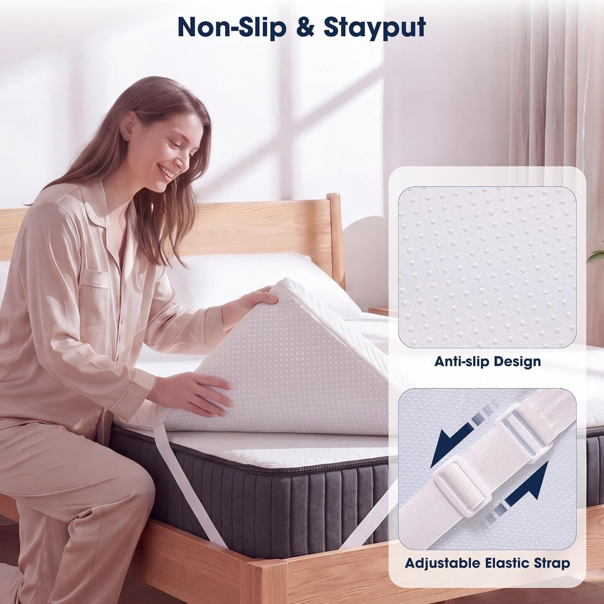 VALUXE 3 Inch Gel Memory Foam Mattress Topper Full Size High Density Cooling Pad Pressure Relief Bed Topper (with Removable & Washable Bamboo Cover)