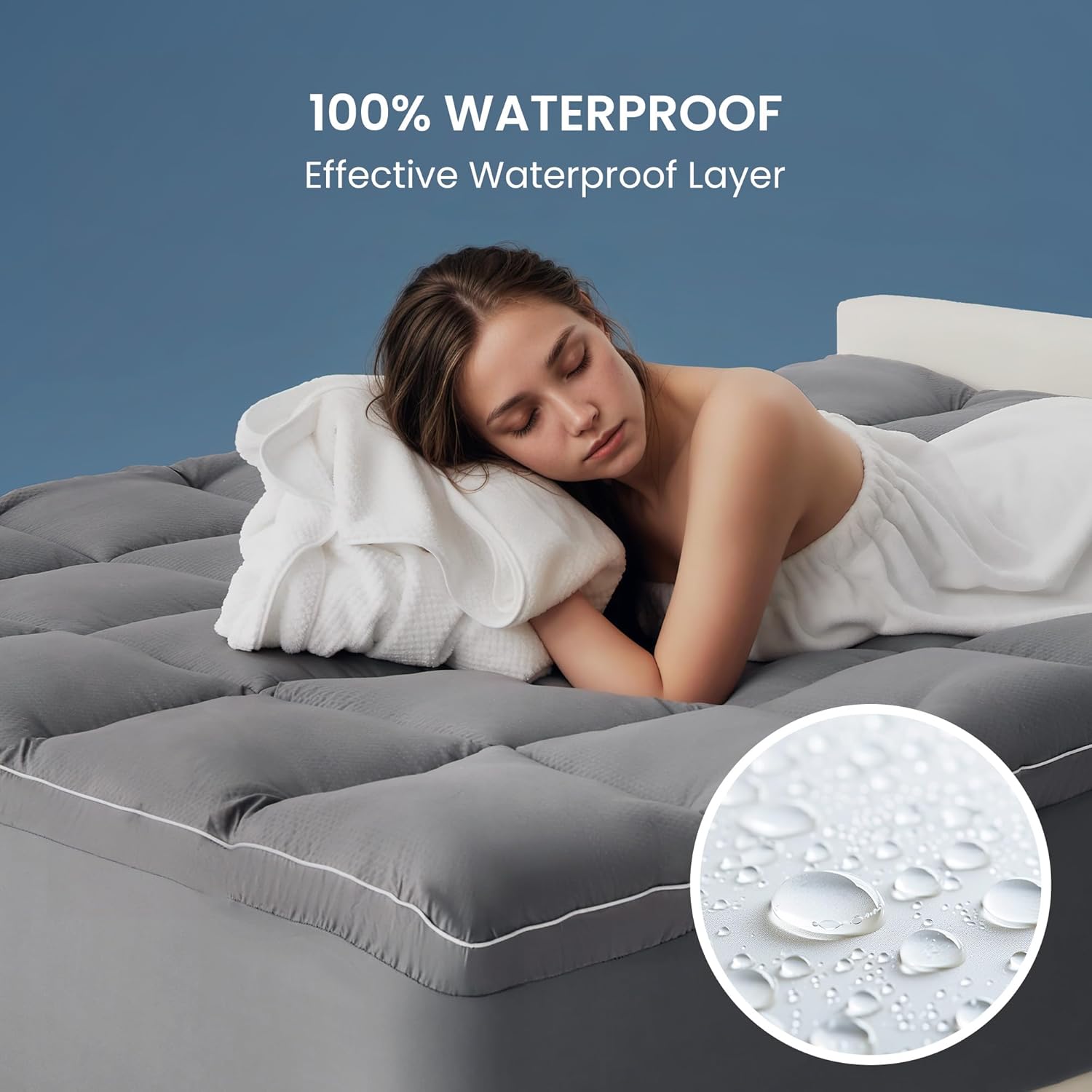 SLEEP ZONE Dual Layer 4 Inch Memory Foam Mattress Topper, 2 inch Cooling Gel Memory Foam Plus 2 inch Waterproof Removable Pillowtop Mattress Pad Cover for Back Pain, Comfort Support (Queen)