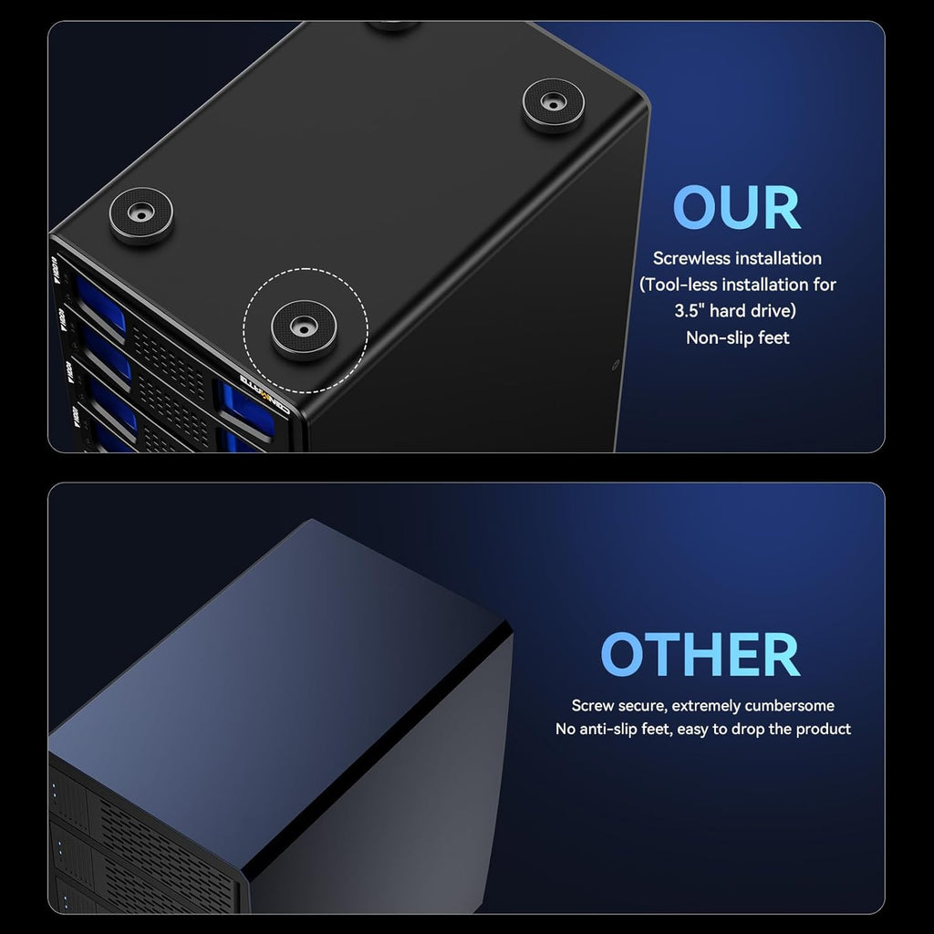 CENMATE Aluminum 10 Bay Hard Drive RAID Enclosure with Cooling Fan for 2.5/3.5" SATA HDD/SSD with USB A/C 3.0＋eSATA Cable, 3.5 Hard Drive Enclosure Supports 160TB Capacity, 8 RAID Modes, DAS(NO NAS)