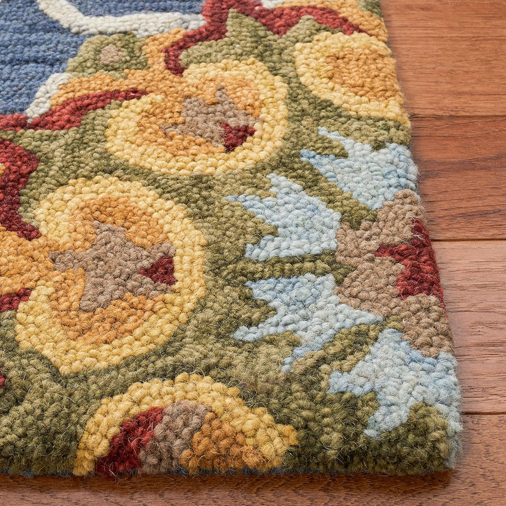 SAFAVIEH Blossom Collection Area Rug - 9' x 12', Navy & Multi, Handmade Wool, Ideal for High Traffic Areas in Living Room, Bedroom (BLM401N)