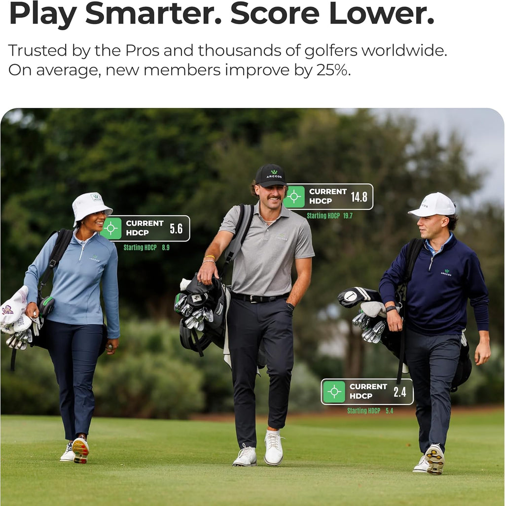 Arccos Air – Automatic Golf Game Tracking System with AI GPS Rangefinder & Strokes Gained Analytics (No Club Sensors Required, Free First Year Membership)