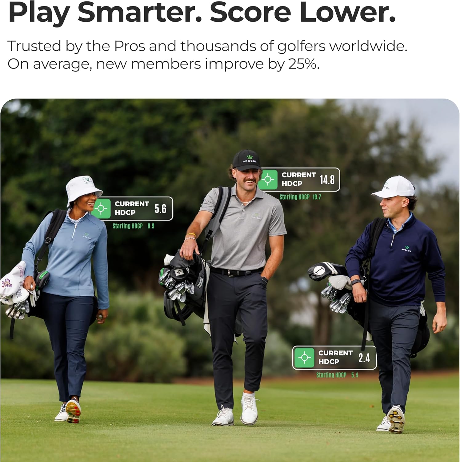 Arccos Air – Automatic Golf Game Tracking System with AI GPS Rangefinder & Strokes Gained Analytics (No Club Sensors Required, Free First Year Membership)