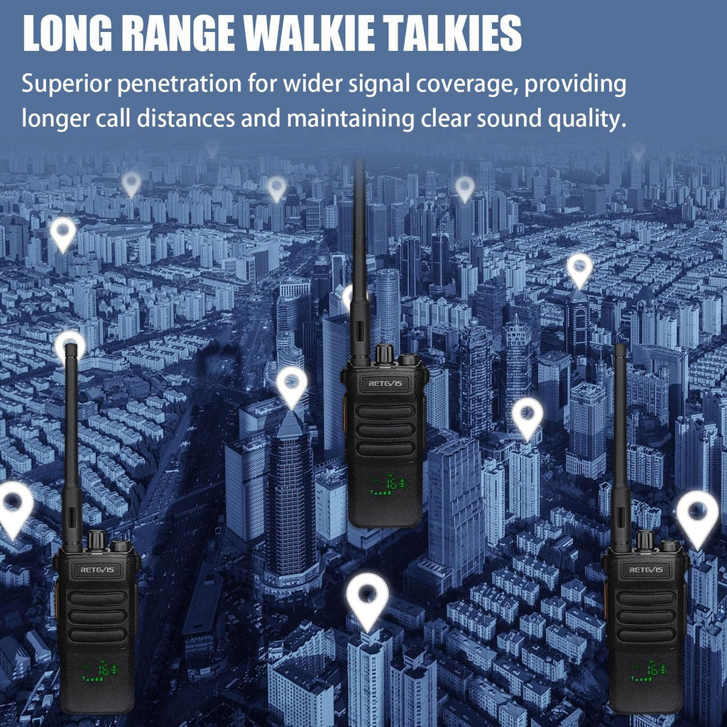 Retevis RT86 2 Way Radio Long Range with Earpiece,Professional Radio Walkie Talkies,Commercial Work Radio Bulk,Heavy Duty Two Way Radio Rechargeable 2600mAh,for Industry Construction Warehouse(10Pack)