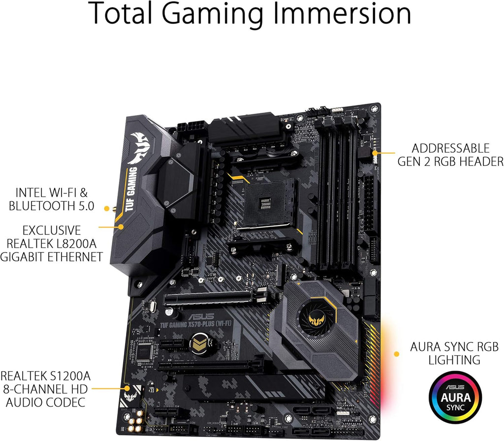 ASUS AM4 TUF Gaming X570-Plus (Wi-Fi) AM4 Zen 3 Ryzen 5000 & 3rd Gen Ryzen ATX Motherboard with PCIe 4.0, Dual M.2, 12+2 with Dr. MOS Power Stage