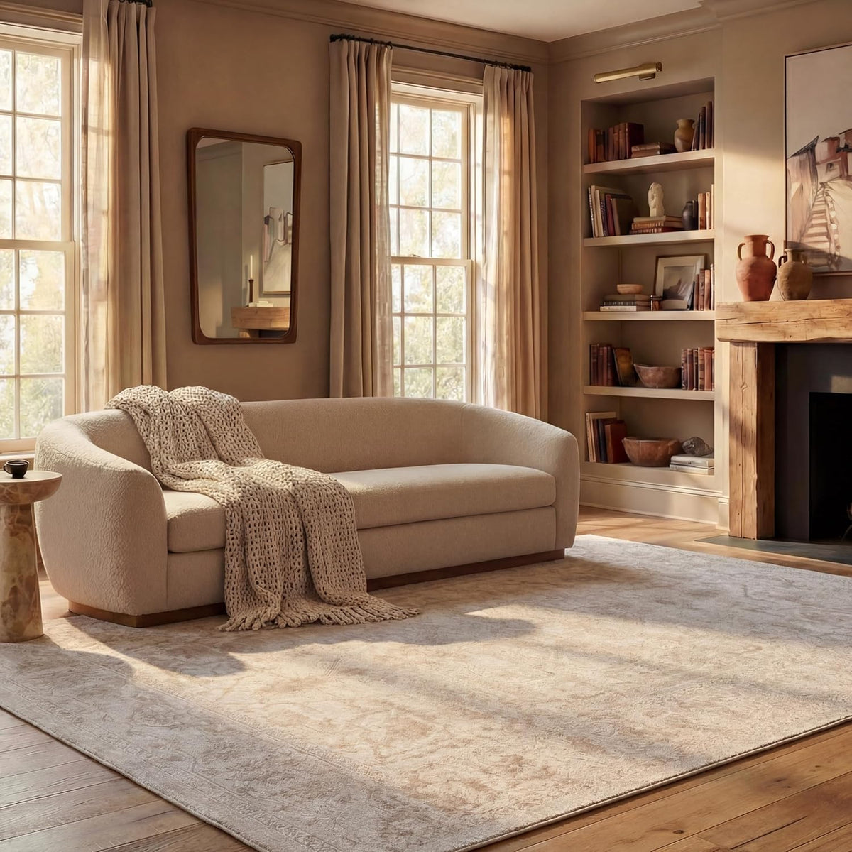 SAFAVIEH Area Rug 10x14 - Reflection Collection - Large - Cream & Ivory, Non-Shedding & Easy Cleaning, Ideal for Living Room, Bedroom (RFT665D)