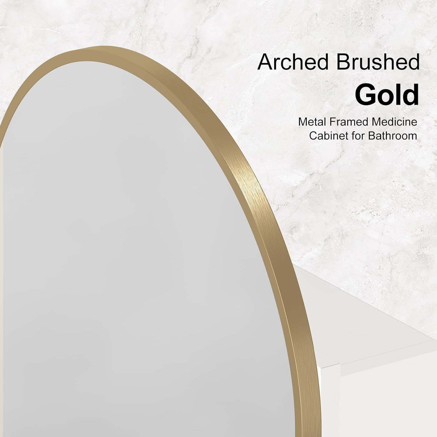 Recessed Medicine Cabinet with Mirror,Brushed Gold Arched Medicine Cabinets for Bathroom,in Wall Bathroom Cabinet with Mirror,Mirrored Medicine Cabinets Wall Mounted 20x30