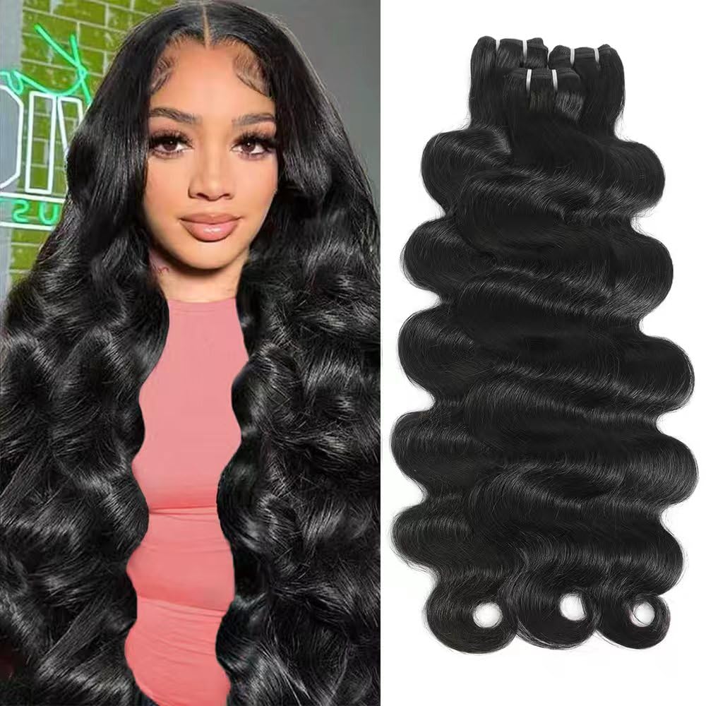16A Human Hair Bundles 18 20 22 Inch Body Wave Bundles Human Hair 100% Unprocessed Brazilian Virgin Hair 3 Bundles Weave Natural Black for Women