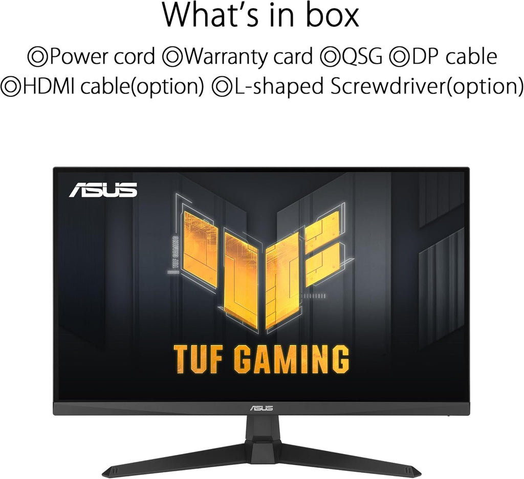ASUS TUF Gaming 24” (23.8 inch viewable) 1080P Monitor (VG249Q3A) - Full HD, 180Hz, 1ms, Fast IPS, Extreme Low Motion Blur, FreeSync Premium, Speakers, DisplayPort, HDMI, Variable Overdrive, 99% sRGB
