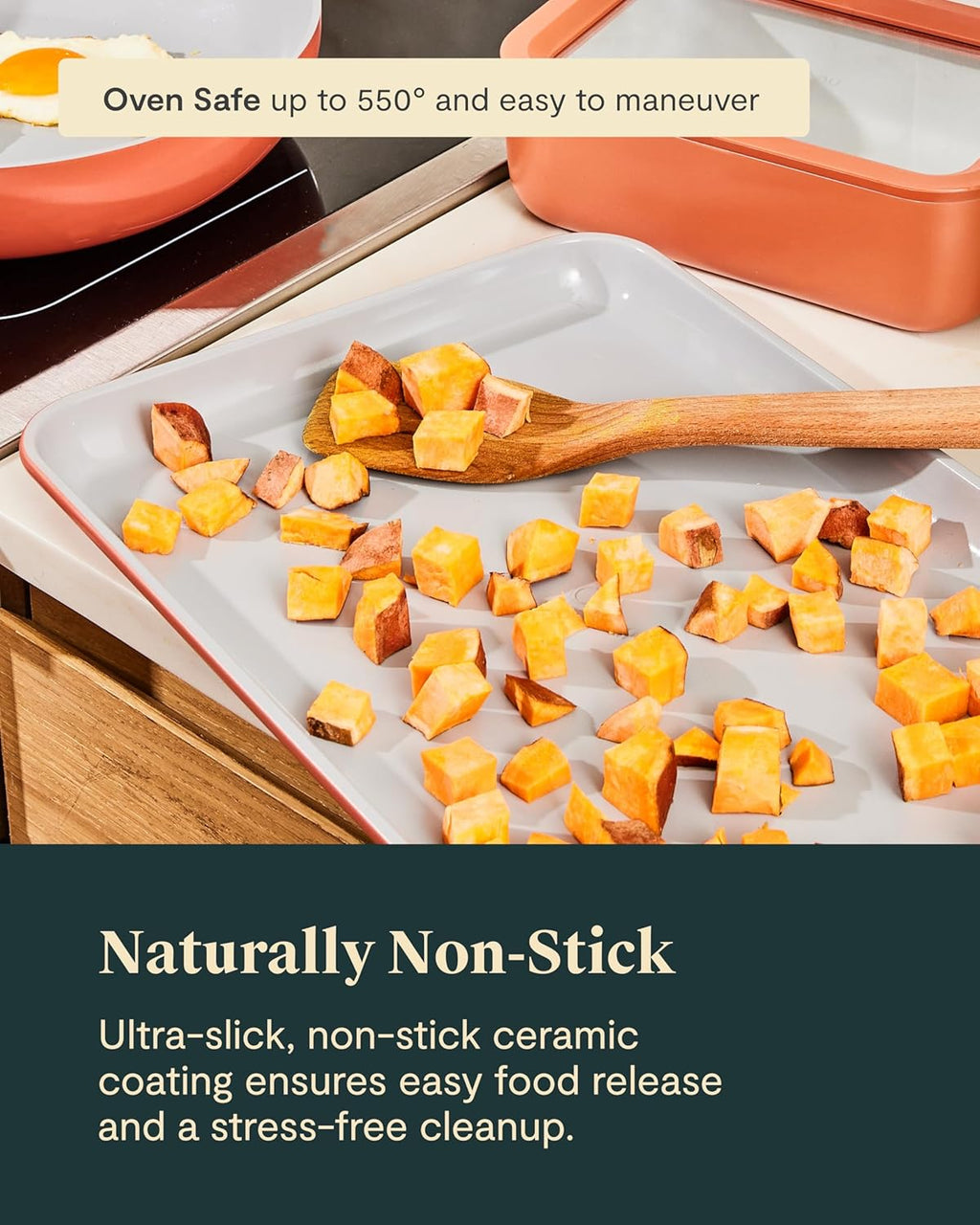 Caraway Non-Stick Ceramic Medium Baking Sheet Duo - Naturally Slick Ceramic Coating - Non-Toxic, PTFE & PFOA Free - Perfect for Baking, Roasting, and More - Medium (15" x 10") - Gray