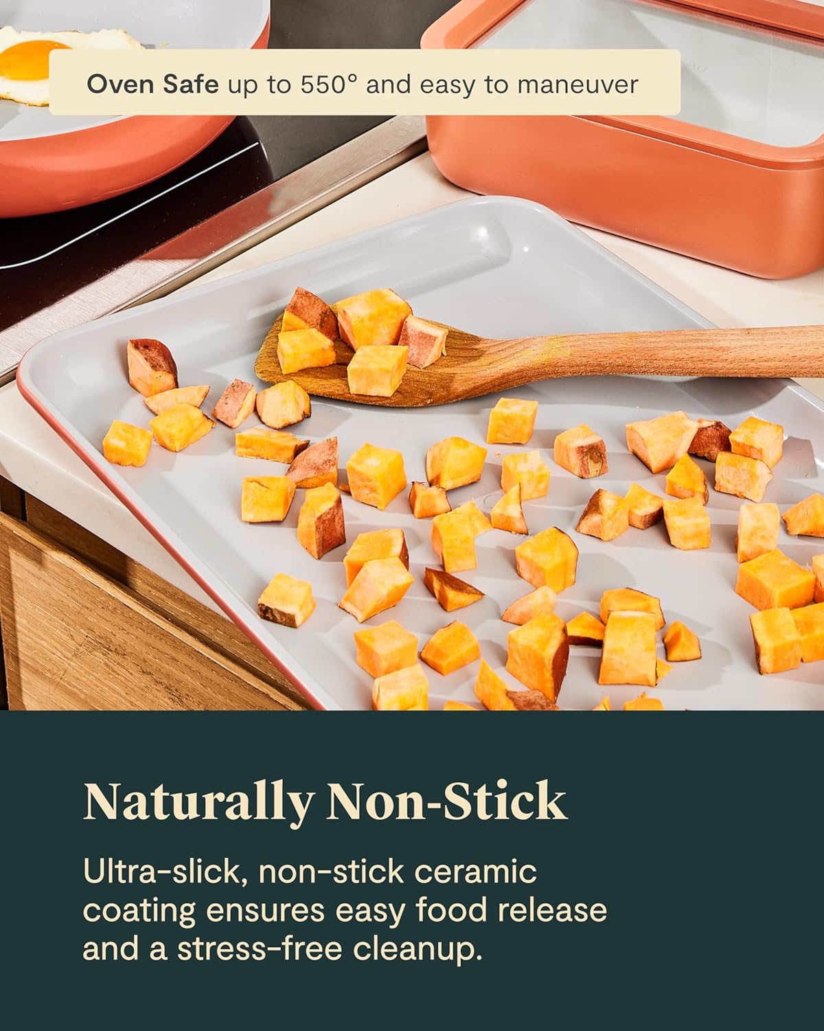 Caraway Non-Stick Ceramic Medium Baking Sheet Duo - Naturally Slick Ceramic Coating - Non-Toxic, PTFE & PFOA Free - Perfect for Baking, Roasting, and More - Medium (15" x 10") - Gray
