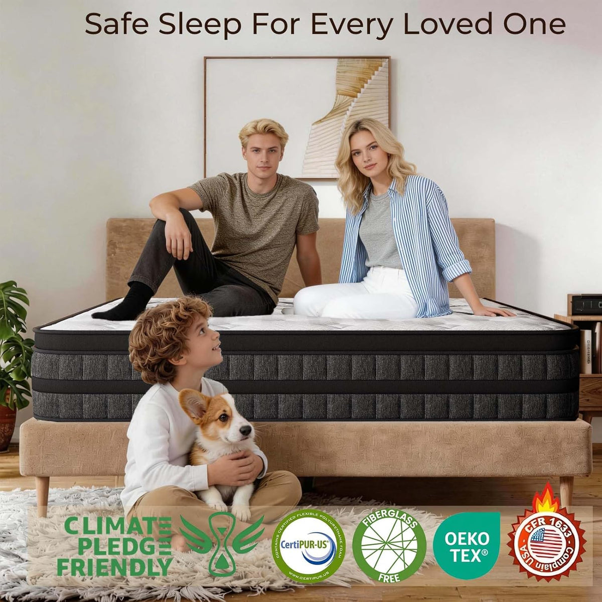 Queen Mattress 12 Inch Mattress Hybrid with Memory Foam and Pocket Springs for Motion Isolation Breathable and Cooling Comfort Medium Firm Support Fiberglass Free 365-Night Trial