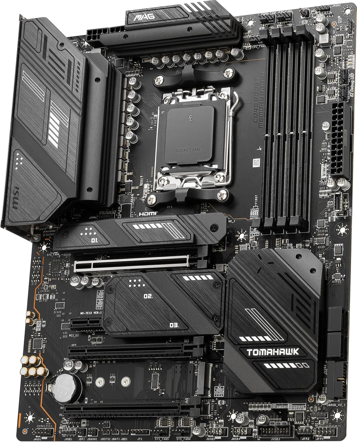 MSI MAG X670E Tomahawk WiFi Gaming Motherboard (AMD AM5, DDR5, PCIe 5.0, SATA 6Gb/s, M.2, USB 3.2 Gen 2, Wi-Fi 6E, 2.5Gbps LAN, HDMI/DP, ATX) (Renewed)