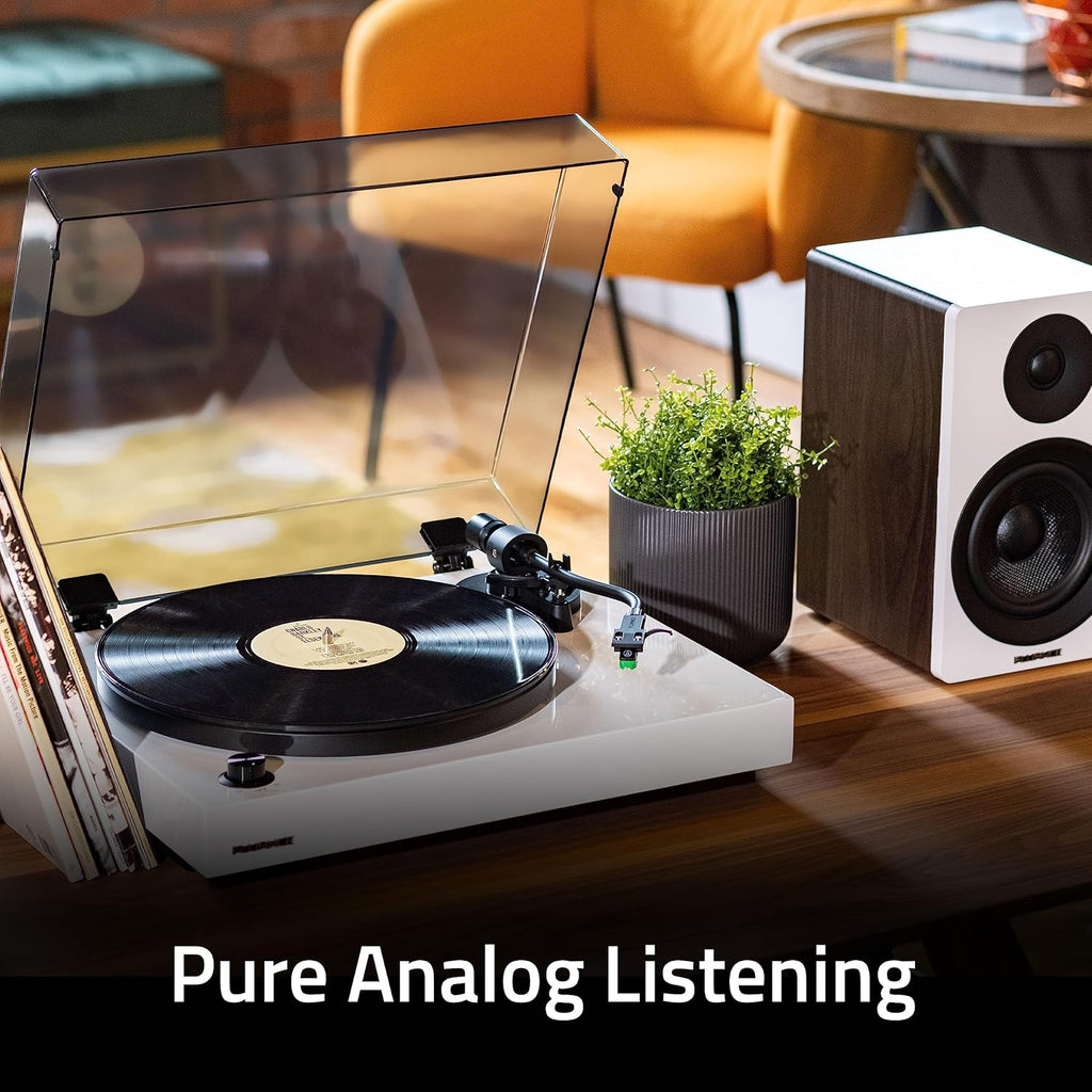 Fluance RT81+ Elite Vinyl Turntable (White) and Ai61 6.5" Stereo Bookshelf Speakers (Lucky Bamboo) Bundle: High Fidelity Sound, Detailed Audio Reproduction, Seamless Integration