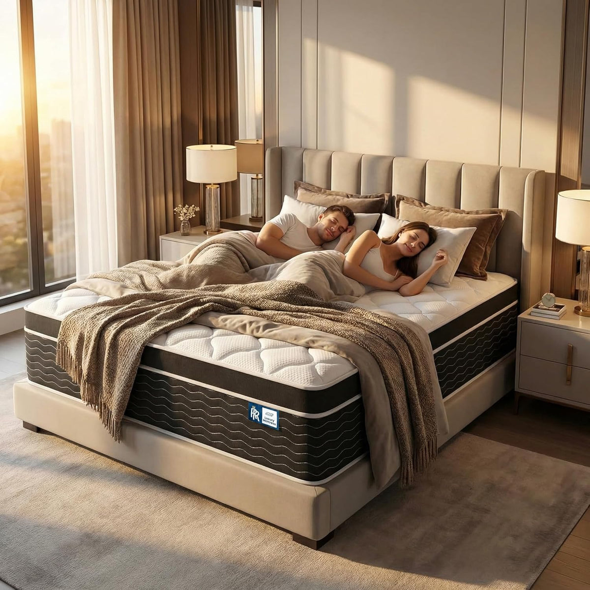 Ruoysun Luxury California King Mattress 12 In, Firm Cal King Mattress in a Box, 7-Zones& Edge Support, Cooling Gel Memory Foam& Pocketed Spring, Pressure Back Pain Relief, Hotel-Level, 100-Night Trial