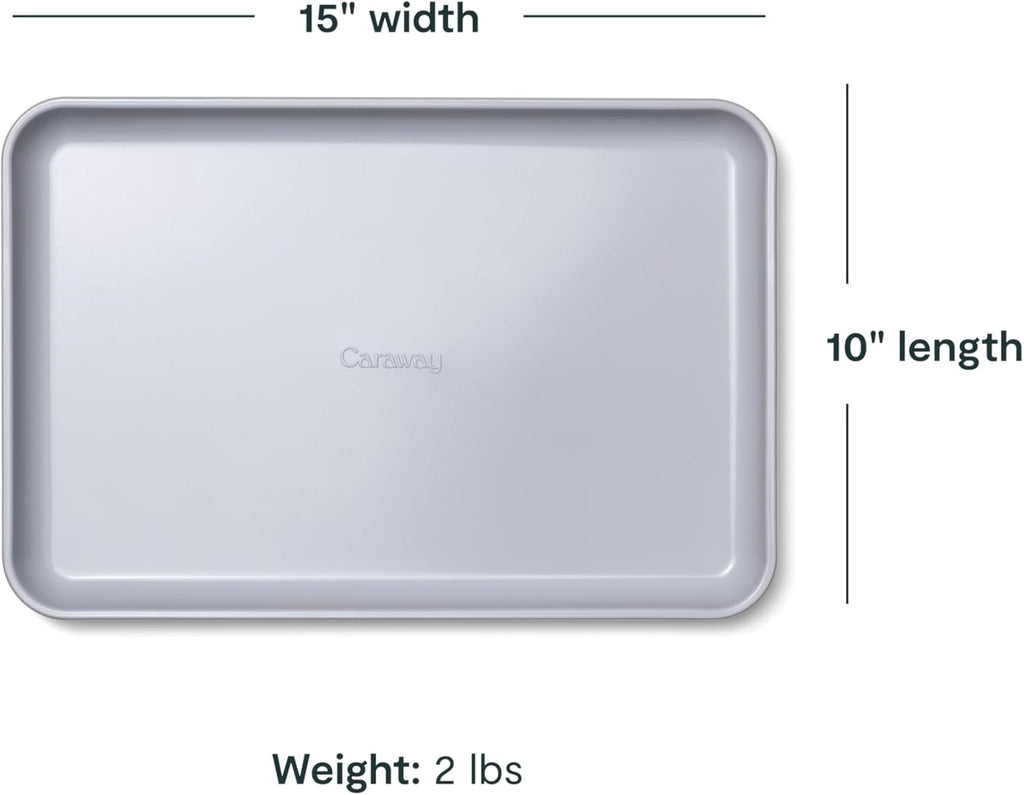 Caraway Non-Stick Ceramic Medium Baking Sheet Duo - Naturally Slick Ceramic Coating - Non-Toxic, PTFE & PFOA Free - Perfect for Baking, Roasting, and More - Medium (15" x 10") - Gray