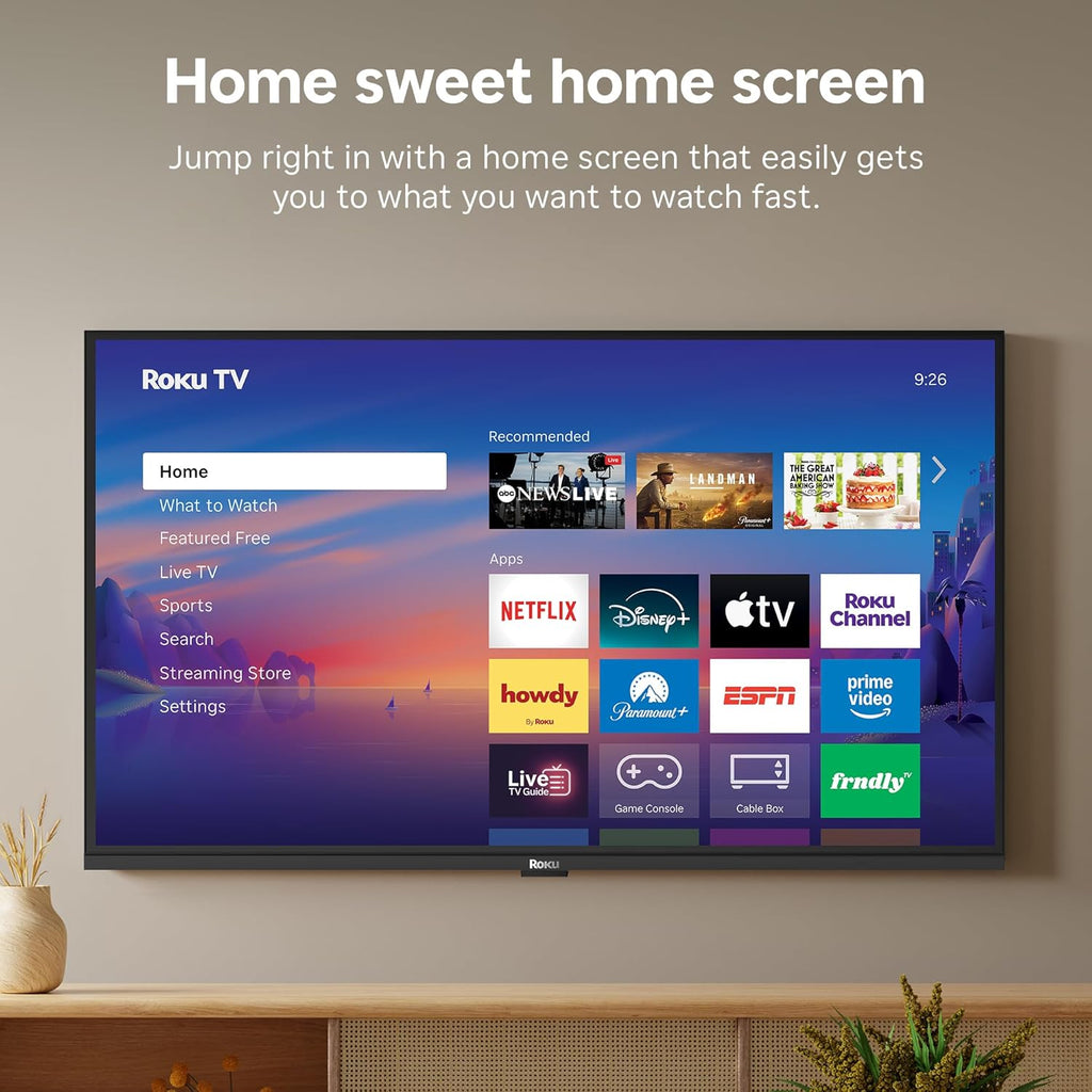 Roku Smart TV 2026 – 32-Inch Select Series, 1080p Full HD TV – Roku TV with Voice Remote – Flat Screen LED Television with Wi-Fi for Streaming Live Local News Sports & Movies, Bluetooth Headphone Mode